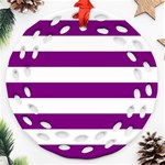 Horizontal Stripes - White and Purple Violet Ornament (Round Filigree)