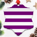 Horizontal Stripes - White and Purple Violet Ornament (Snowflake)