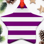 Horizontal Stripes - White and Purple Violet Star Ornament (Two Sides)