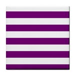 Horizontal Stripes - White and Purple Violet Tile Coaster