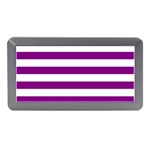 Horizontal Stripes - White and Purple Violet Memory Card Reader (Mini)