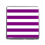 Horizontal Stripes - White and Purple Violet Memory Card Reader (Square)