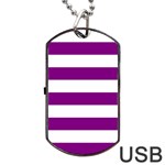 Horizontal Stripes - White and Purple Violet Dog Tag USB Flash (One Side)