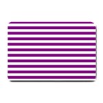 Horizontal Stripes - White and Purple Violet Small Doormat