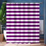 Horizontal Stripes - White and Purple Violet Shower Curtain 60  x 72  (Medium)