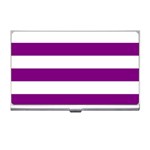 Horizontal Stripes - White and Purple Violet Business Card Holder