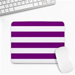 Horizontal Stripes - White and Purple Violet Small Mousepad