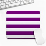 Horizontal Stripes - White and Purple Violet Large Mousepad