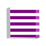 Horizontal Stripes - White and Purple Violet 4 x 4  Acrylic Photo Block