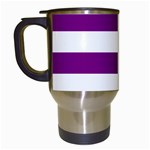 Horizontal Stripes - White and Purple Violet Travel Mug (White)