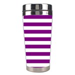 Horizontal Stripes - White and Purple Violet Stainless Steel Travel Tumbler
