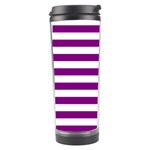 Horizontal Stripes - White and Purple Violet Travel Tumbler