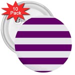 Horizontal Stripes - White and Purple Violet 3  Button (10 pack)
