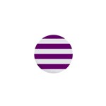 Horizontal Stripes - White and Purple Violet 1  Mini Magnet