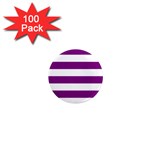 Horizontal Stripes - White and Purple Violet 1  Mini Magnet (100 pack)