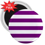 Horizontal Stripes - White and Purple Violet 3  Magnet (10 pack)