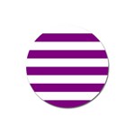 Horizontal Stripes - White and Purple Violet Magnet 3  (Round)