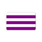 Horizontal Stripes - White and Purple Violet Magnet (Name Card)