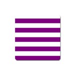 Horizontal Stripes - White and Purple Violet Magnet (Square)