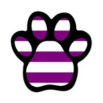 Horizontal Stripes - White and Purple Violet Magnet (Paw Print)