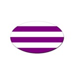 Horizontal Stripes - White and Purple Violet Sticker (Oval)