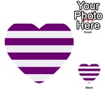 Horizontal Stripes - White and Purple Violet Multi-purpose Cards (Heart)