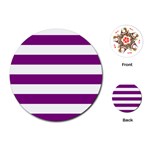 Horizontal Stripes - White and Purple Violet Playing Cards (Round)
