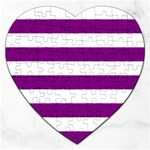 Horizontal Stripes - White and Purple Violet Jigsaw Puzzle (Heart)