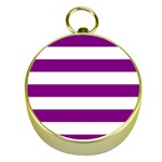 Horizontal Stripes - White and Purple Violet Gold Compass