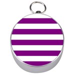 Horizontal Stripes - White and Purple Violet Silver Compass