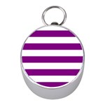 Horizontal Stripes - White and Purple Violet Silver Compass (Mini)