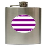 Horizontal Stripes - White and Purple Violet Hip Flask (6 oz)