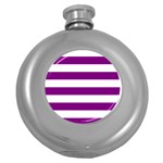 Horizontal Stripes - White and Purple Violet Hip Flask (5 oz)