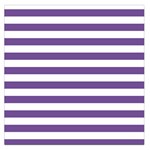 Horizontal Stripes - White and Dark Lavender Violet Large Satin Scarf (Square)
