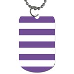 Horizontal Stripes - White and Dark Lavender Violet Dog Tag (One Side)