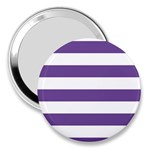 Horizontal Stripes - White and Dark Lavender Violet 3  Handbag Mirror