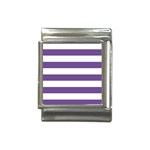 Horizontal Stripes - White and Dark Lavender Violet Italian Charm (13mm)