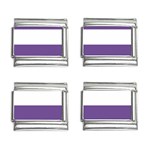 Horizontal Stripes - White and Dark Lavender Violet 9mm Italian Charm (4 pack)