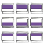 Horizontal Stripes - White and Dark Lavender Violet 9mm Italian Charm (9 pack)