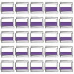 Horizontal Stripes - White and Dark Lavender Violet 9mm Italian Charm (25 pack)