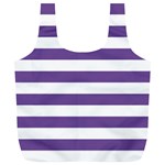 Horizontal Stripes - White and Dark Lavender Violet Full Print Recycle Bag (XL)