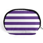 Horizontal Stripes - White and Dark Lavender Violet Accessory Pouch (Medium)