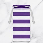 Horizontal Stripes - White and Dark Lavender Violet Jewelry Bag