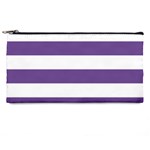 Horizontal Stripes - White and Dark Lavender Violet Pencil Case