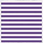 Horizontal Stripes - White and Dark Lavender Violet Canvas 12  x 12 