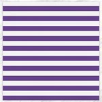 Horizontal Stripes - White and Dark Lavender Violet Canvas 16  x 16 