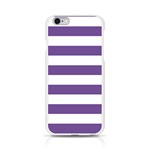Horizontal Stripes - White and Dark Lavender Violet Apple iPhone 6/6S Silicone Case (Transparent)