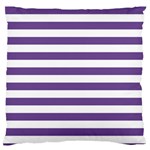 Horizontal Stripes - White and Dark Lavender Violet Large Cushion Case (Two Sides)