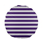 Horizontal Stripes - White and Dark Lavender Violet Standard 15  Premium Round Cushion