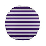 Horizontal Stripes - White and Dark Lavender Violet Standard 15  Premium Flano Round Cushion